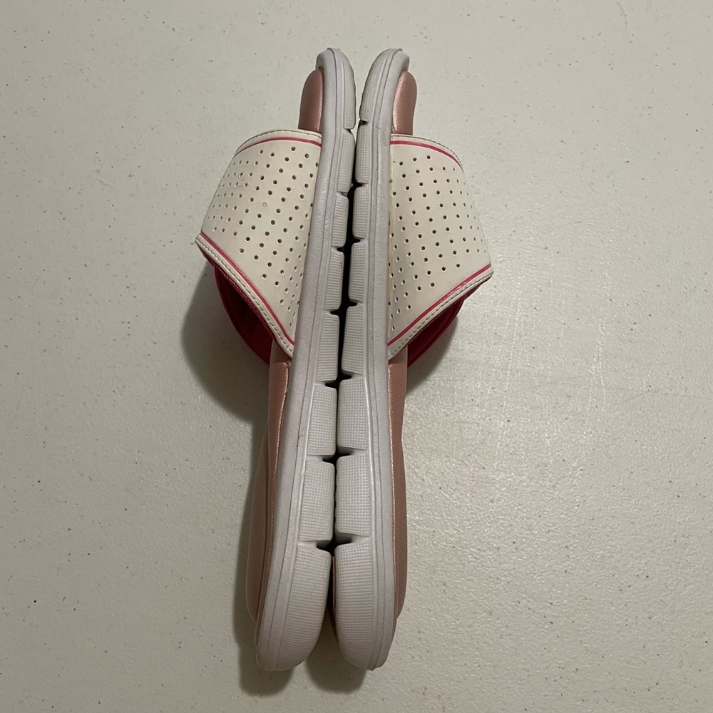 Nike Size 10 Women's Comfort Footbed Slide Sandals Pink/White - Picture 3 of 8